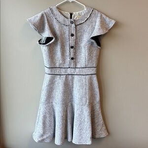 Shoshanna Chic Gray Tweed Dress with Black Accents